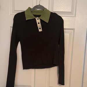 Green Women's Collared Top